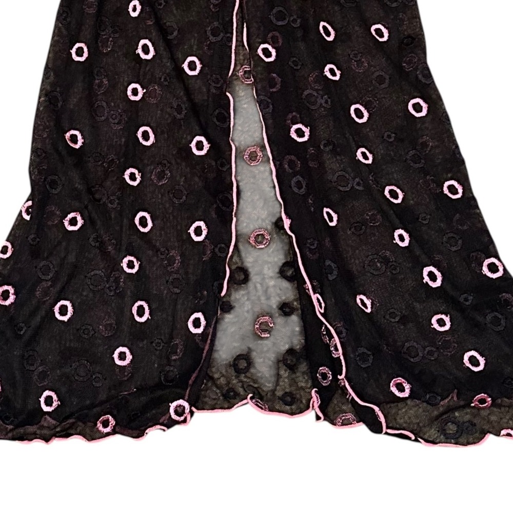Rampage Nighty Women Medium Black Pink Excellent Sheer Mesh Embroidered Babydoll - Picture 3 of 6